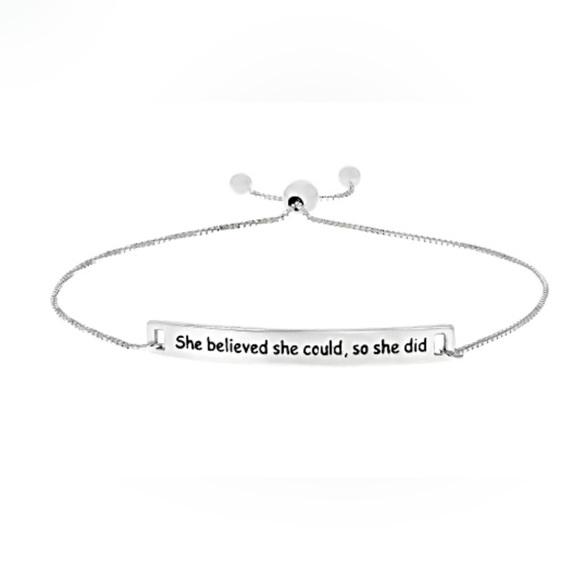 NEW sterling silver she believed she could so she did adjustable bar bracelet - Picture 2 of 8